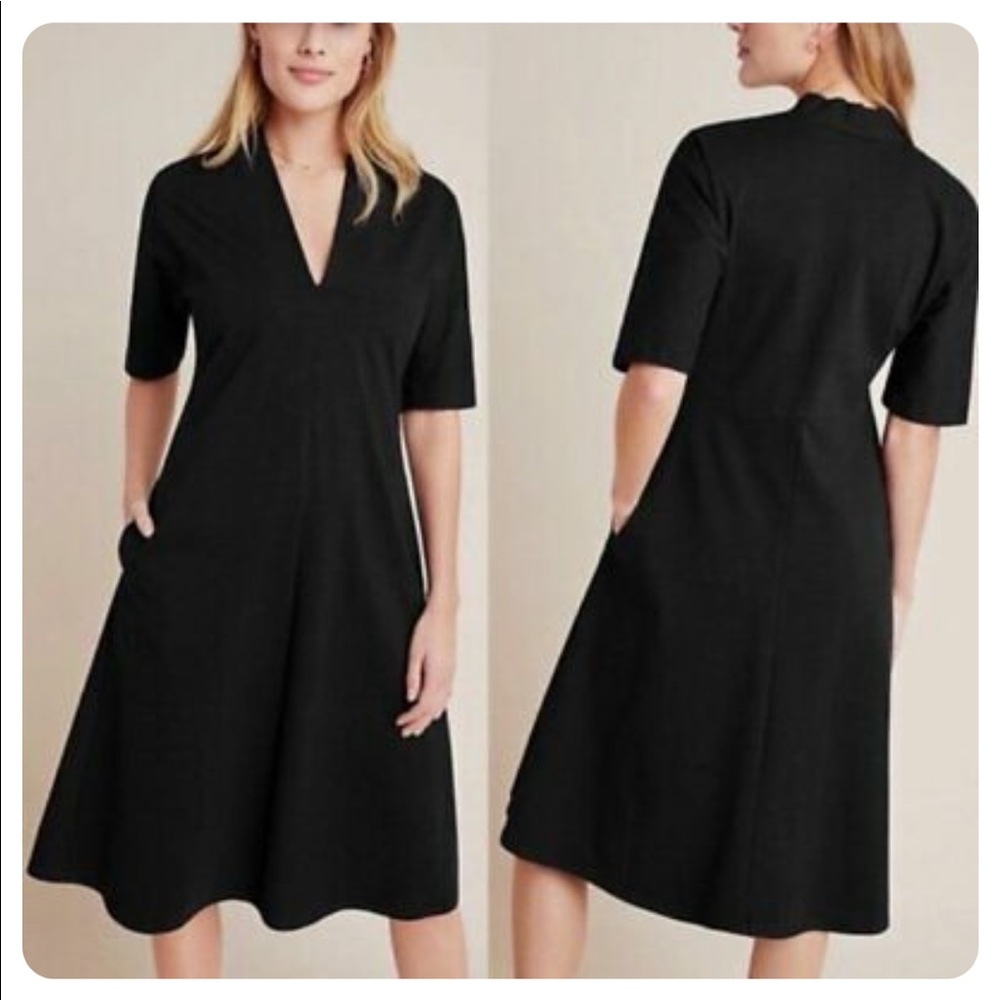 Velvet by Graham & Spencer for Anthropology Black Midi Dress NWOT